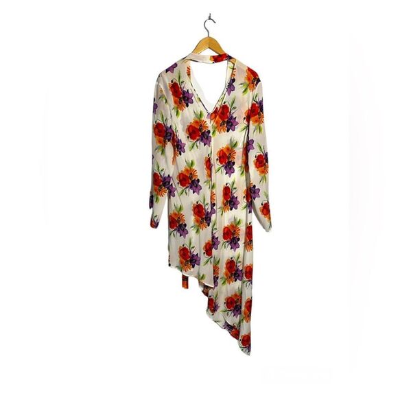 MSGM Floral Silk Crape Asymmetric Dress Size 44/M - Picture 5 of 10